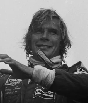 James Hunt, the charismatic 1976 F1 World Champion, driving for McLaren.