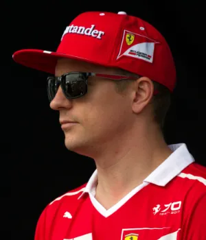 Kimi Räikkönen, the 2007 F1 champion, racing for Ferrari in his iconic season.