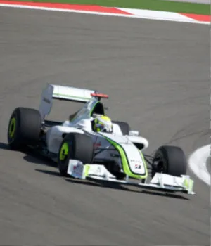 brawn gp f1 car driving on track