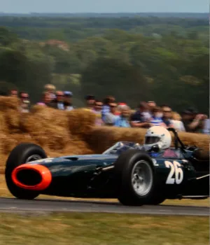 brm f1 car driving on track