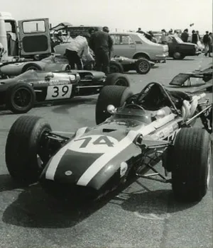 cooper f1 car driving on track
