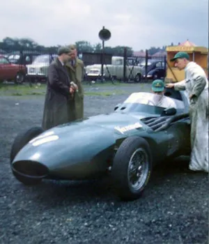 vanwall f1 car driving on track